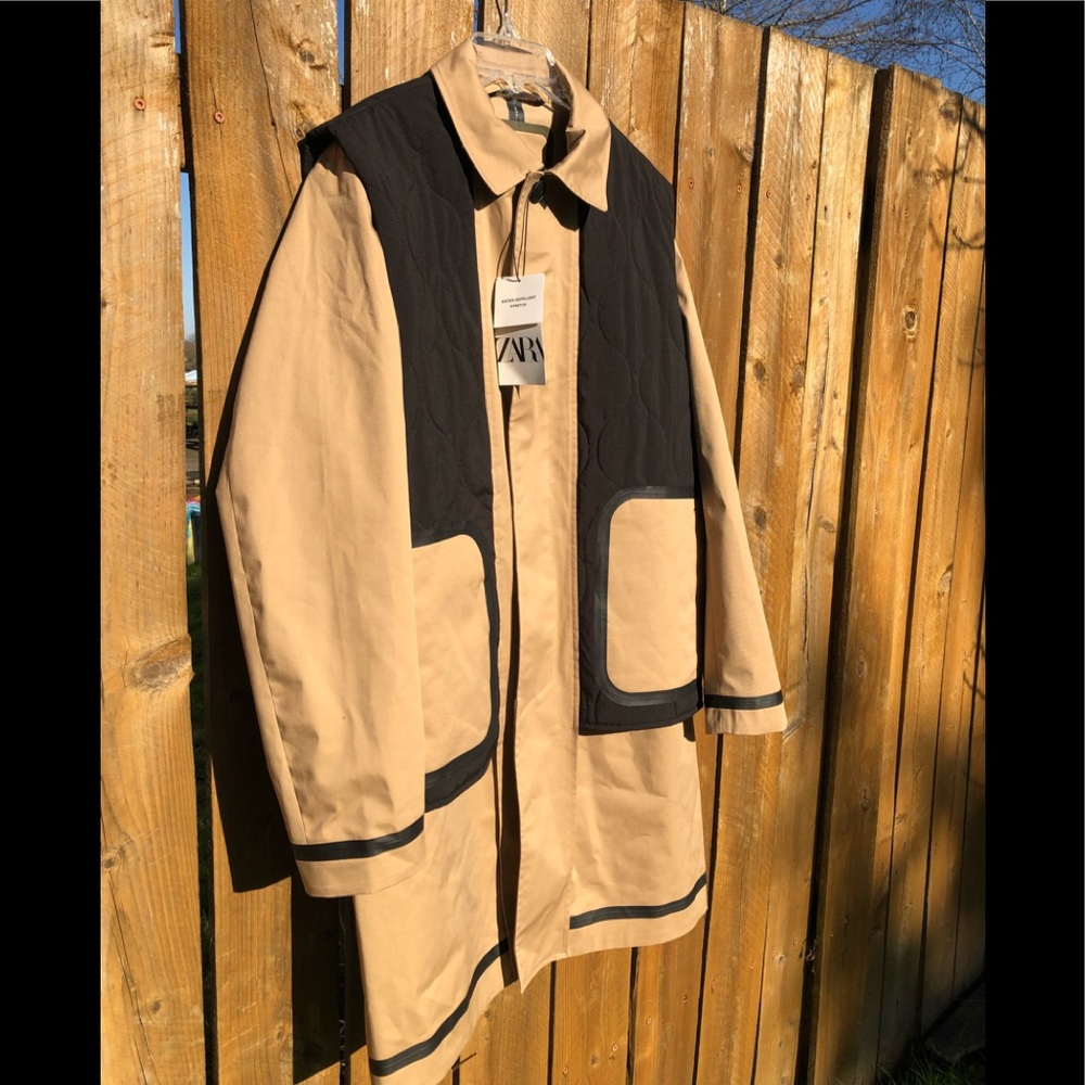 New Zara Men’s Traveler Made To Move Waterproof Coat Pockets Sz M $169.00